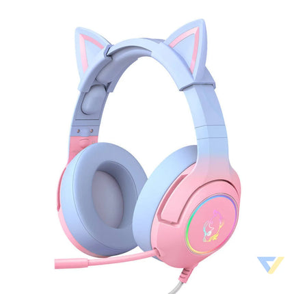 ONIKUMA K9 Pink and Blue Gaming Headphones Over ear