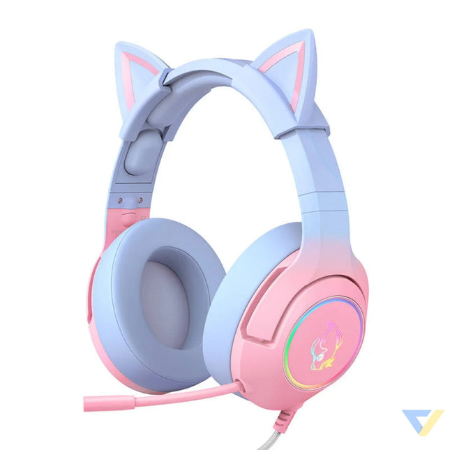ONIKUMA K9 Pink and Blue Gaming Headphones Over ear