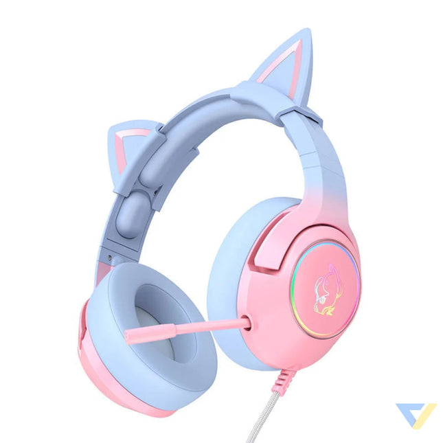 ONIKUMA K9 Pink and Blue Gaming Headphones Over ear