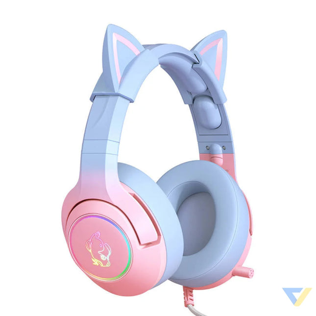 ONIKUMA K9 Pink and Blue Gaming Headphones Over ear