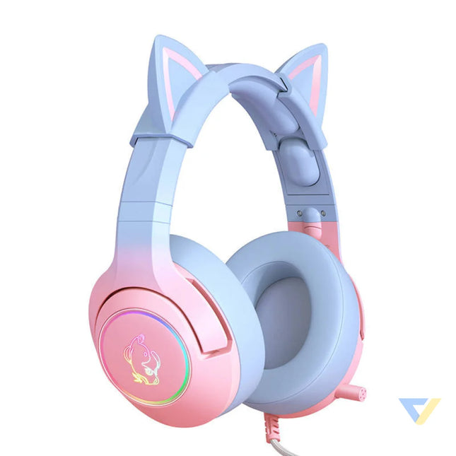 ONIKUMA K9 Pink and Blue Gaming Headphones Over ear