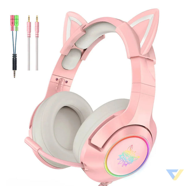 ONIKUMA K9 Pink RGB Gaming Headphones Over ear