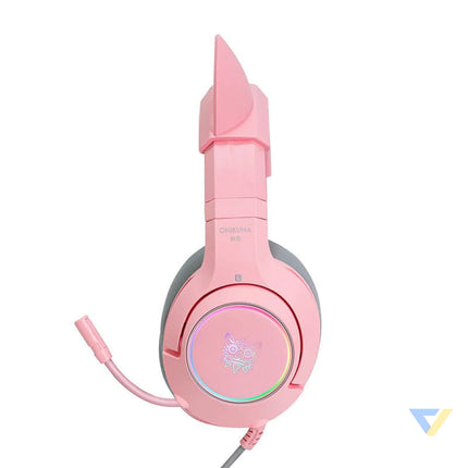 ONIKUMA K9 Pink RGB Gaming Headphones Over ear