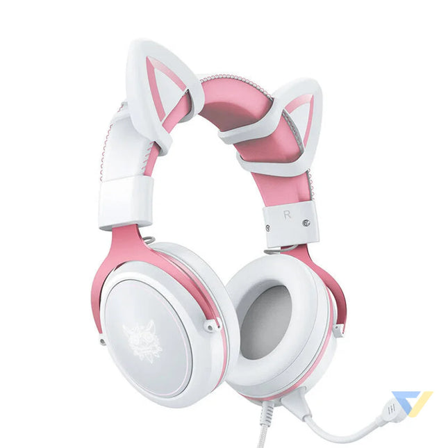 ONIKUMA X10 White/Pink/Cat Ears Gaming Headphones Wired