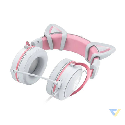 ONIKUMA X10 White/Pink/Cat Ears Gaming Headphones Wired