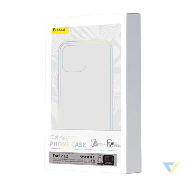 Phone case Baseus Magnetic Crystal Clear for iPhone 12 (transparent) with all tempered glass screen protector and