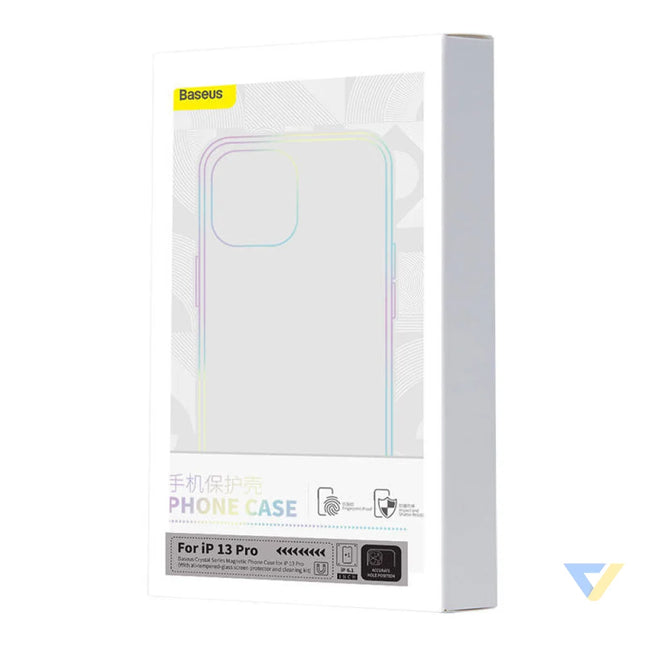 Phone case Baseus Magnetic Crystal Clear for iPhone 13 Pro (transparent) with all tempered glass screen protector and