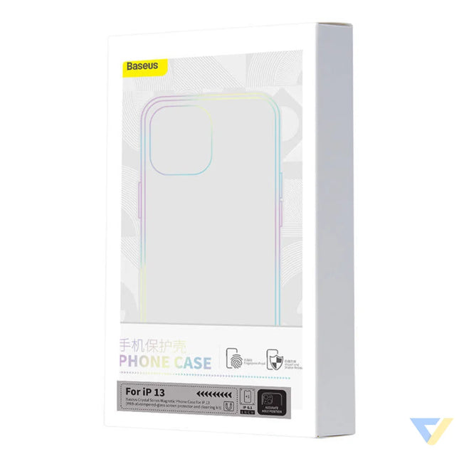 Phone case Baseus Magnetic Crystal Clear for iPhone 13 (transparent) with all tempered glass screen protector and