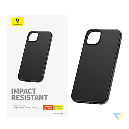 Phone Case for iPhone 15 Plus Baseus Fauxther Series (Black) Protective cases for smartphones