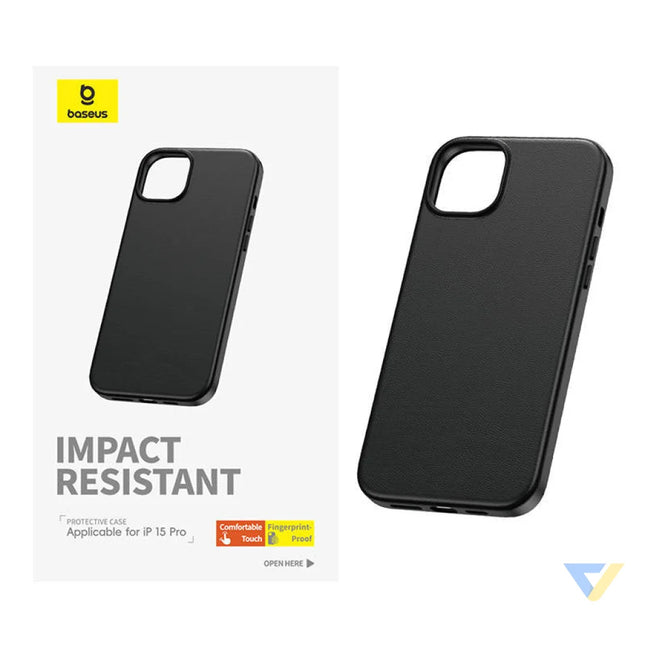 Phone Case for iPhone 15 Pro Baseus Fauxther Series (Black) Protective cases for smartphones