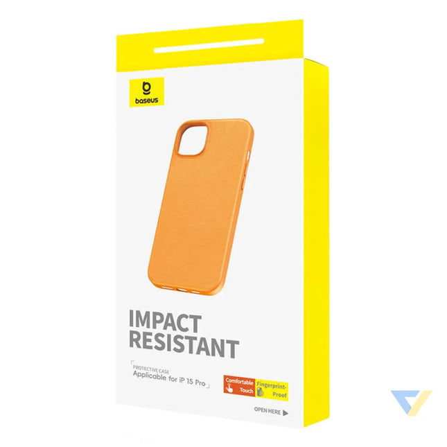 Phone Case for iPhone 15 Pro Baseus Fauxther Series (Orange) Protective cases for smartphones