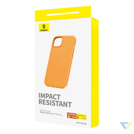 Phone Case for iPhone 15 Pro Baseus Fauxther Series (Orange) Protective cases for smartphones