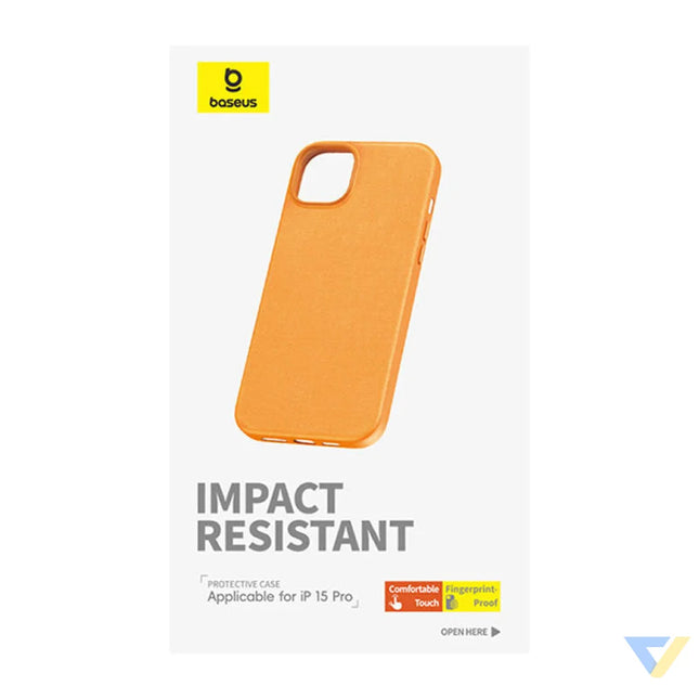 Phone Case for iPhone 15 ProMax Baseus Fauxther Series (Orange) Protective cases for smartphones