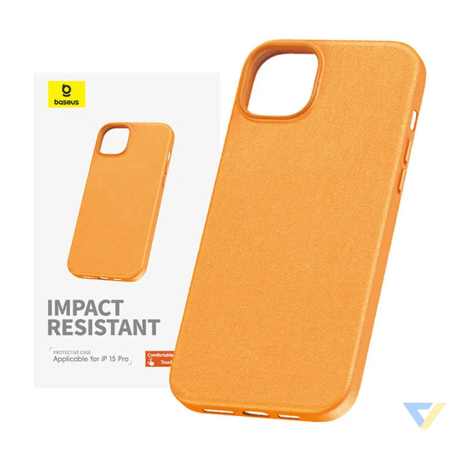 Phone Case for iPhone 15 ProMax Baseus Fauxther Series (Orange) Protective cases for smartphones