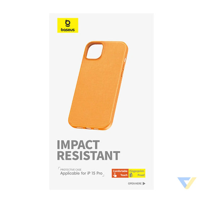 Phone Case for iPhone 15 ProMax Baseus Fauxther Series (Orange) Protective cases for smartphones