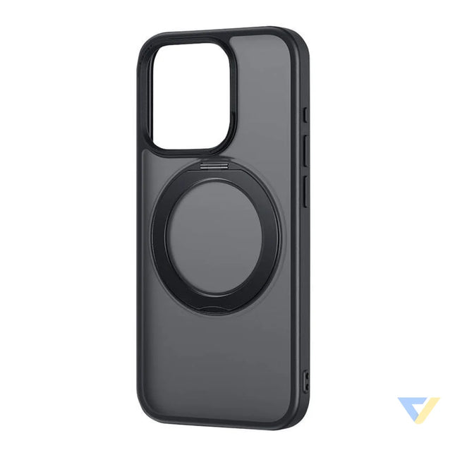 Phone Case with Stand Baseus SkyRing 360° for iP 15 + tempered glass and cleaning kit (black) Protective cases for