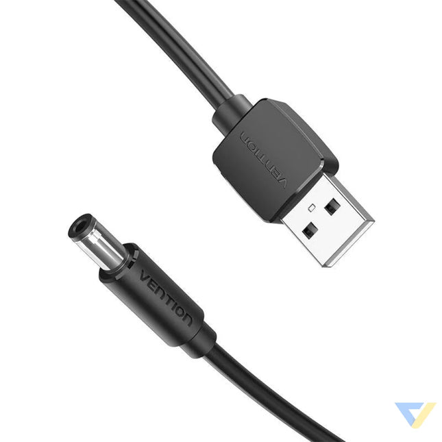 Power Cable USB 2.0 to DC 5.5mm Barrel Jack 5V Vention CEYBF 1m (black) Power cables
