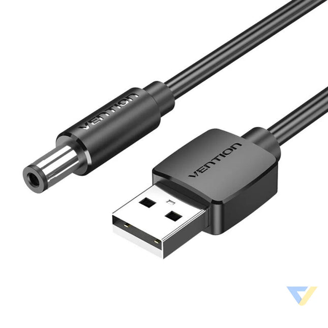 Power Cable USB 2.0 to DC 5.5mm Barrel Jack 5V Vention CEYBF 1m (black) Power cables