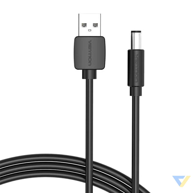 Power Cable USB 2.0 to DC 5.5mm Barrel Jack 5V Vention CEYBF 1m (black) Power cables