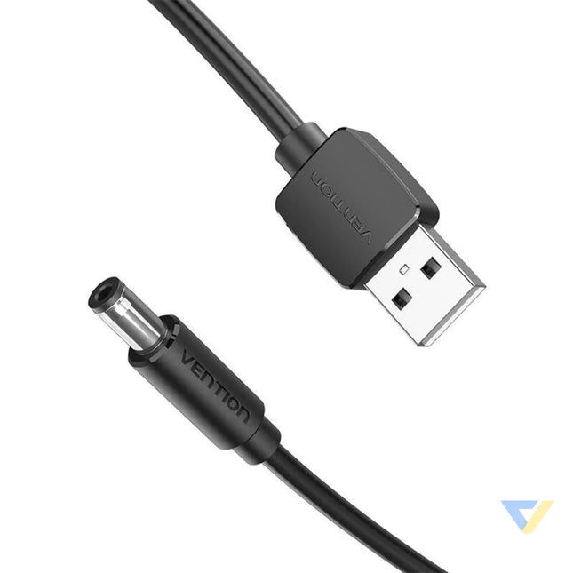 Power Cable USB 2.0 to DC 5.5mm Barrel Jack 5V Vention CEYBG 1,5m (black) Power cables