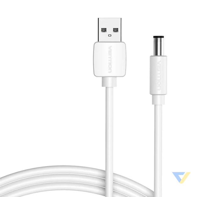 Power Cable USB 2.0 to DC 5.5mm Barrel Jack 5V Vention CEYWG 1,5m (white) Power cables