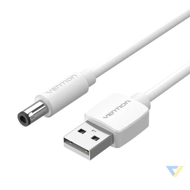 Power Cable USB 2.0 to DC 5.5mm Barrel Jack 5V Vention CEYWG 1,5m (white) Power cables
