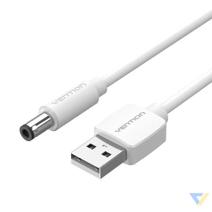 Power Cable USB 2.0 to DC 5.5mm Barrel Jack 5V Vention CEYWG 1,5m (white) Power cables