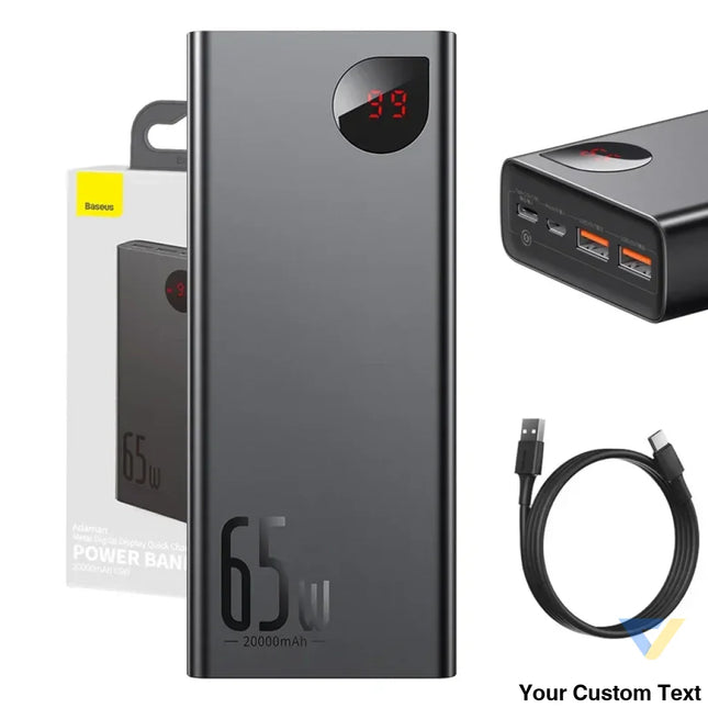 Powerbank Baseus Adaman Metal 20000mAh PD QC 3.0 65W 2xUSB + USB C + micro USB (Black) Powerbanks