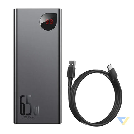 Powerbank Baseus Adaman Metal 20000mAh PD QC 3.0 65W 2xUSB + USB C + micro USB (Black) Powerbanks