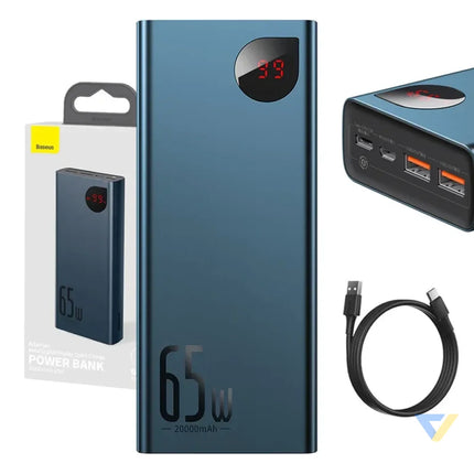 Powerbank Baseus Adaman Metal 20000mAh PD QC 3.0 65W 2xUSB + USB C + micro USB (Blue) Powerbanks