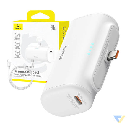 Powerbank Baseus Compact 5000mAh 20W USB C (biały) Powerbanks