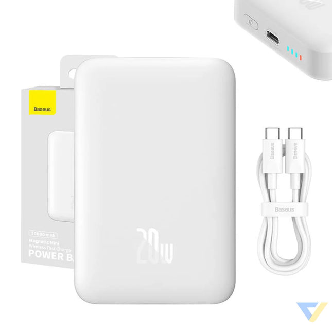 Powerbank Baseus Magnetic 10000mAh USB C 20W MagSafe (white) Powerbanks