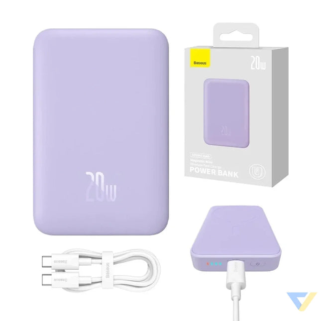 Powerbank Baseus Magnetic Mini 10000mAh USB C 20W MagSafe (purple) Powerbanks