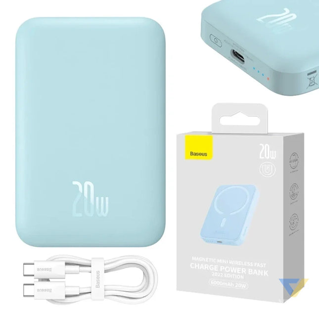 Powerbank Baseus Magnetic Mini 6000mAh USB C 20W MagSafe (blue) Powerbanks