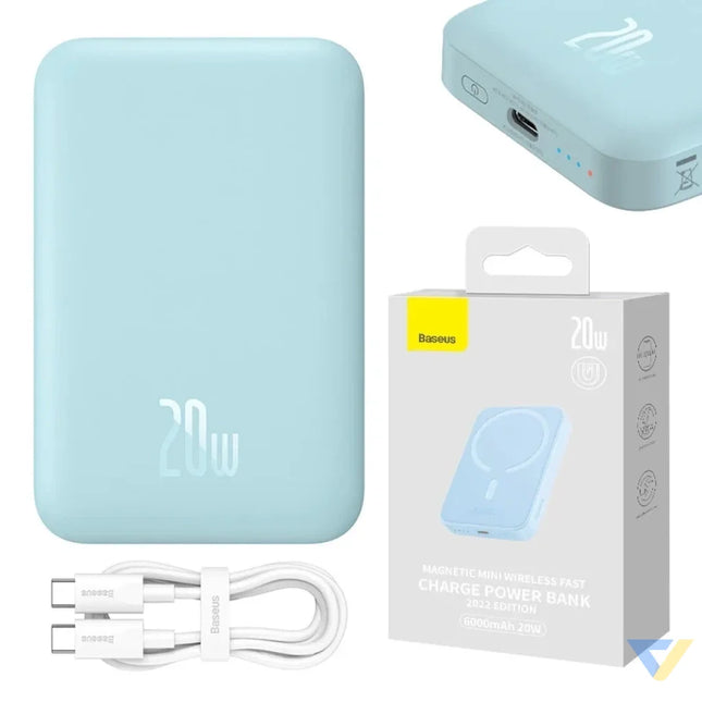 Powerbank Baseus Magnetic Mini 6000mAh USB C 20W MagSafe (blue) Powerbanks