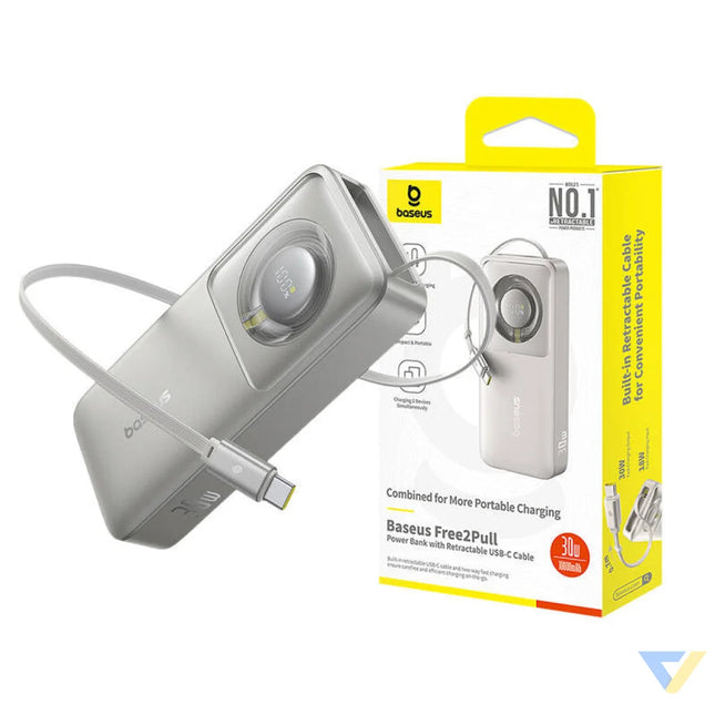 Powerbank Baseus OS Free2Pull 10000mAh 30W + cable (grey) Powerbanks