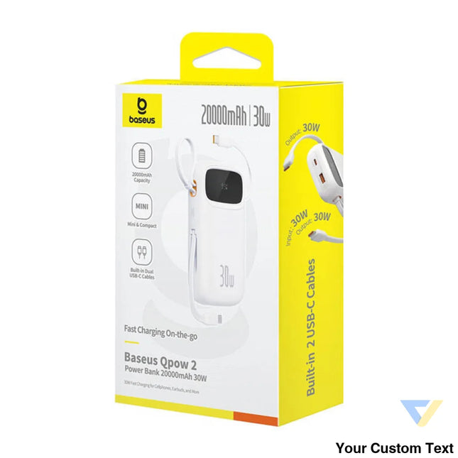 Powerbank Baseus QPow 2 20000mAh 30W 2xUSB C (white) Powerbanks