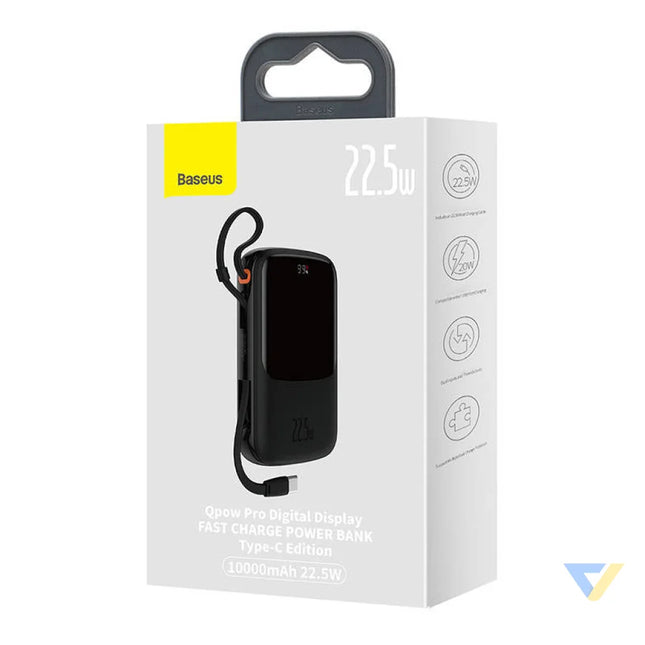 Powerbank Baseus Qpow PRO with cable 10000mAh 22.5W (Black) Powerbanks