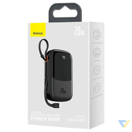 Powerbank Baseus Qpow PRO with Lightning cable USB C port and USB 20000mAh 20W (Black) Powerbanks