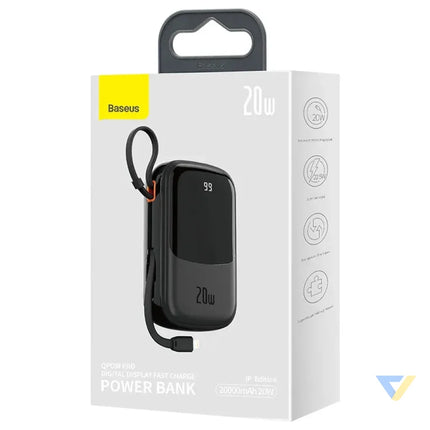 Powerbank Baseus Qpow PRO with Lightning cable USB C port and USB 20000mAh 20W (Black) Powerbanks