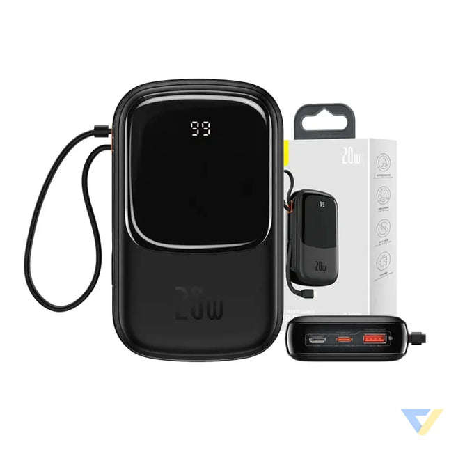 Powerbank Baseus Qpow PRO with Lightning cable USB C port and USB 20000mAh 20W (Black) Powerbanks