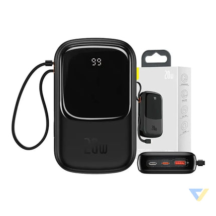 Powerbank Baseus Qpow PRO with Lightning cable USB C port and USB 20000mAh 20W (Black) Powerbanks