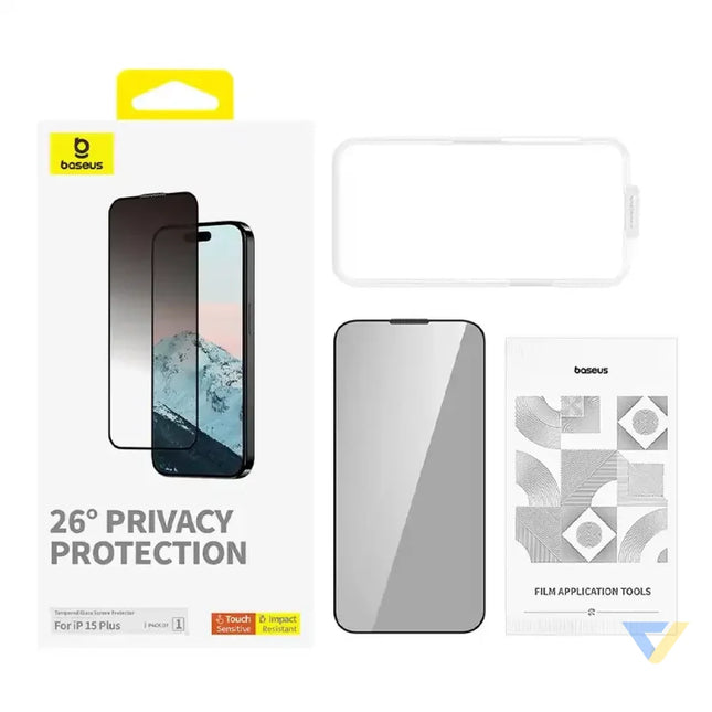 Privacy Protection Tempered Glass Baseus Diamond iPhone 15 Plus For smartphones