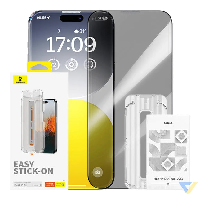 Privacy Protection Tempered Glass Baseus Sapphire iPhone 15 Pro For smartphones
