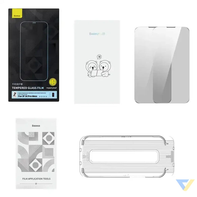 Privacy tempered Glass Baseus Iphone 14 Pro Max (2pcs) with 2 cleaning kits and dust proof installation tool For