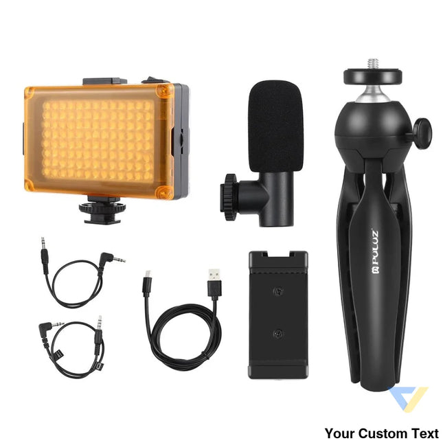 Puluz live recording set tripod + LED light + microphone + phone clip PKT3132B Sets