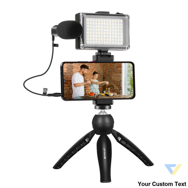 Puluz live recording set tripod + LED light + microphone + phone clip PKT3132B Sets