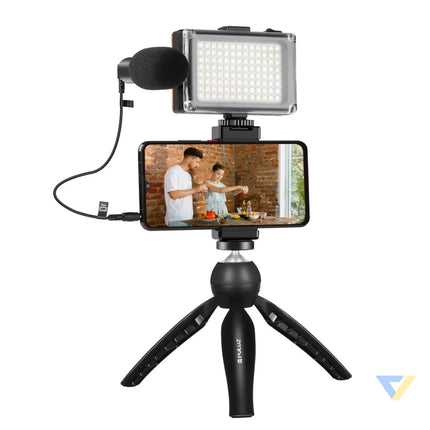 Puluz live recording set tripod + LED light + microphone + phone clip PKT3132B Sets