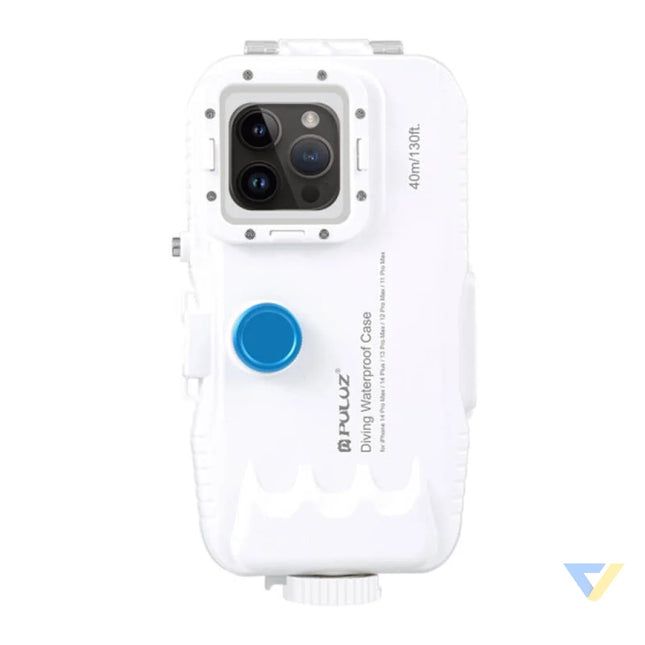Puluz plastic waterproof case for iPhone 15 Plus/15 Pro Max/14 Plus/14 Pro Max/13 Pro Max/12 Pro Max/11 Pro Max (white)