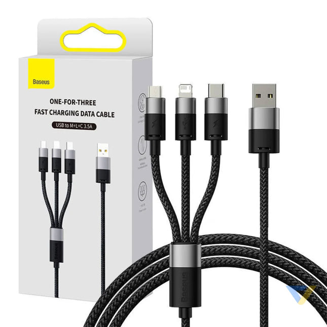 Quick Charge USB to M + L + C Baseus StarSpeed 3.5A 0,6m (Black) Combo Cables